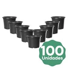 100 Vasos Pote 11 Holambra Preto para  Flores Cactos Suculentas Rosa do Deserto Temperos 415ml