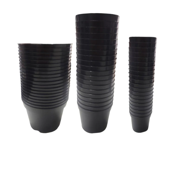 Kit 60 vasos para plantas na cor Preta Pote 11 - pote 9 - pote 6