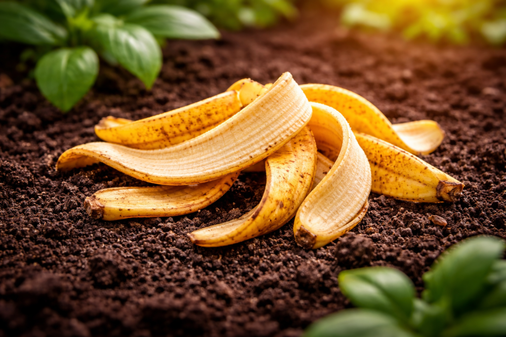 casca de banana nas plantas